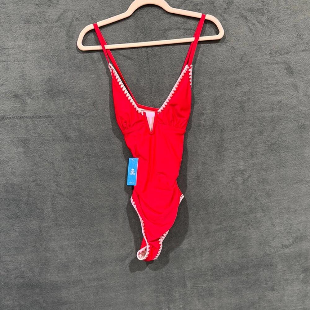 Women’s Cupshe  Red Swimsuit with White Trim